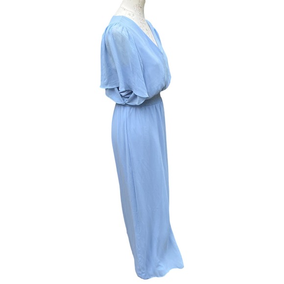 Halogen Women's Light Blue V-Neck Flutter Sleeve Wide Leg Jumpsuit.‎ Size MED - Picture 5 of 15
